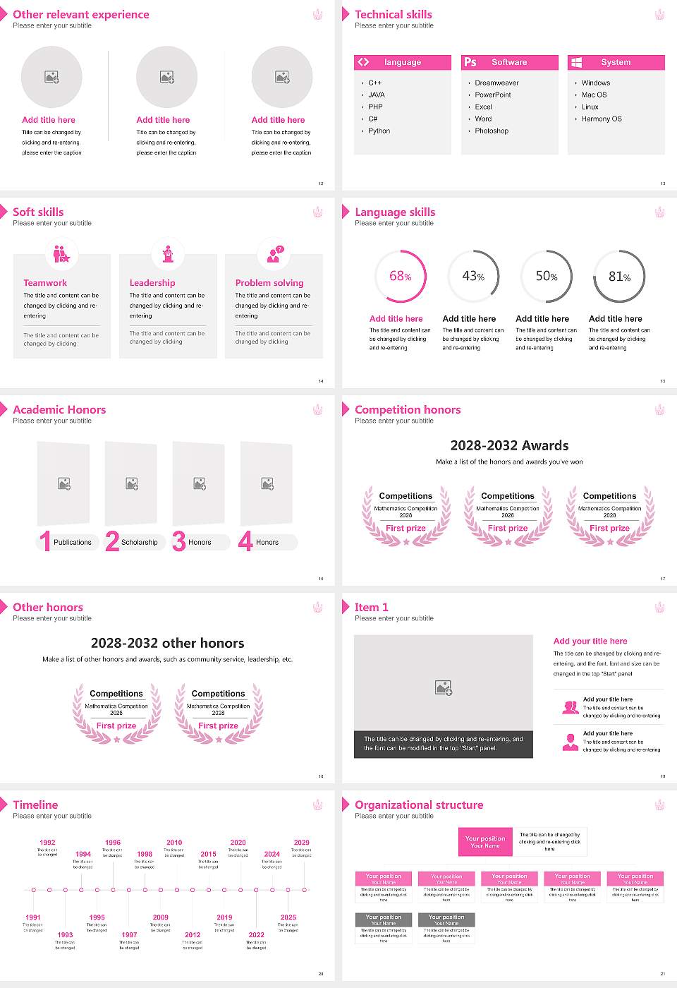 Tokyo University of Foreign Studies Resume PPT Template16:9 ratio PPT effect preview image3