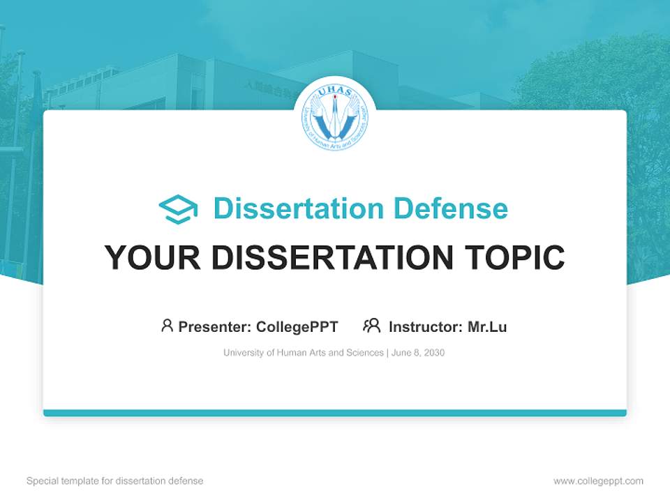 University of Human Arts and Sciences Graduation Thesis Defense PPT Template4:3 ratio PPT effect preview image7