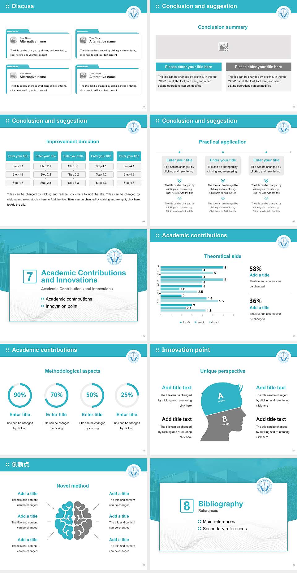 University of Human Arts and Sciences Graduation Thesis Defense PPT Template4:3 ratio PPT effect preview image6
