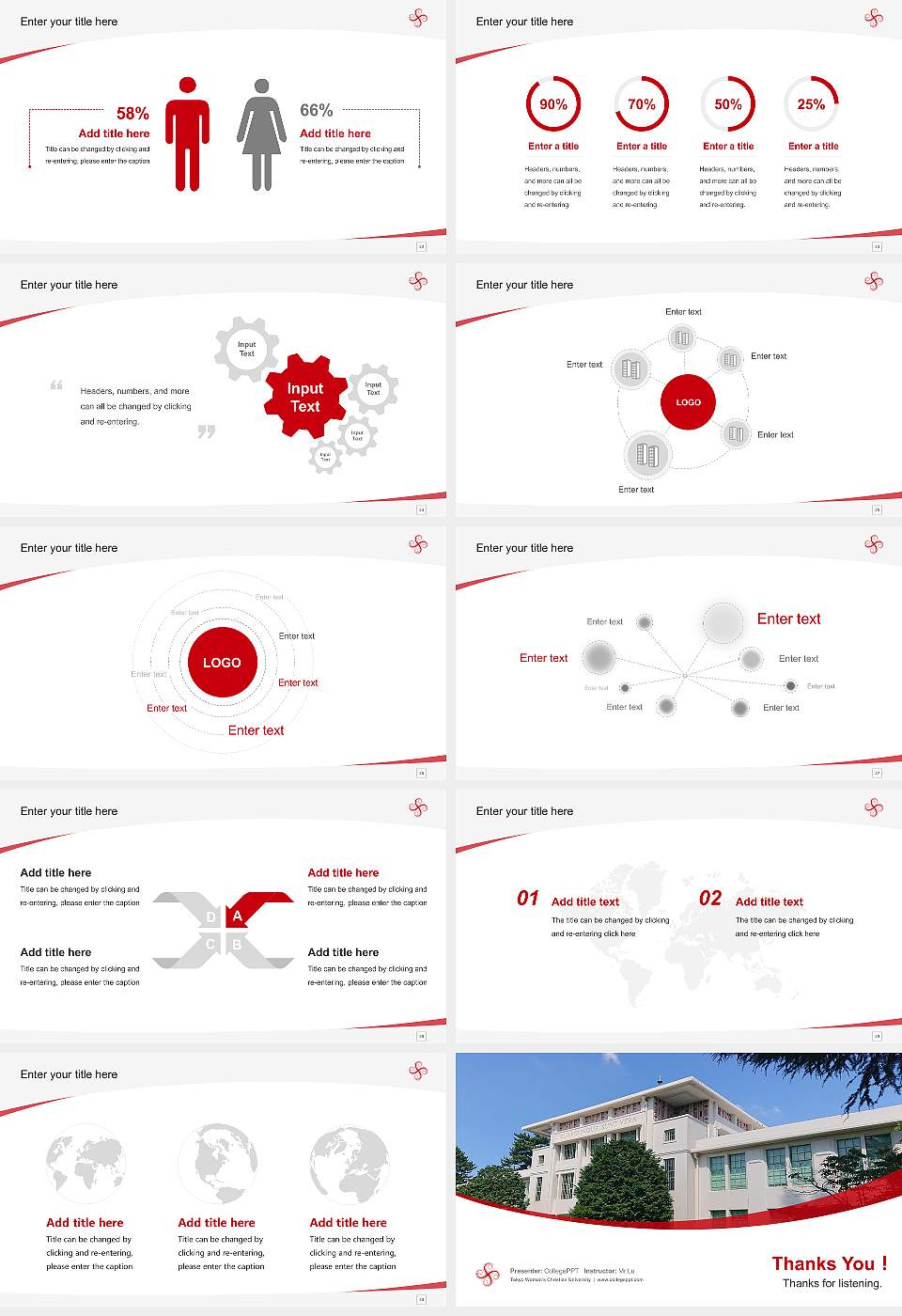 Tokyo Woman’s Christian University Course/Courseware Creation PPT Template16:9 ratio PPT effect preview image4
