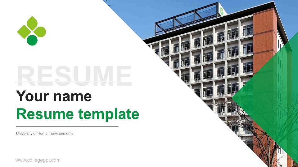 University of Human Environments Resume PPT Template16:9 ratio PPT effect preview image
