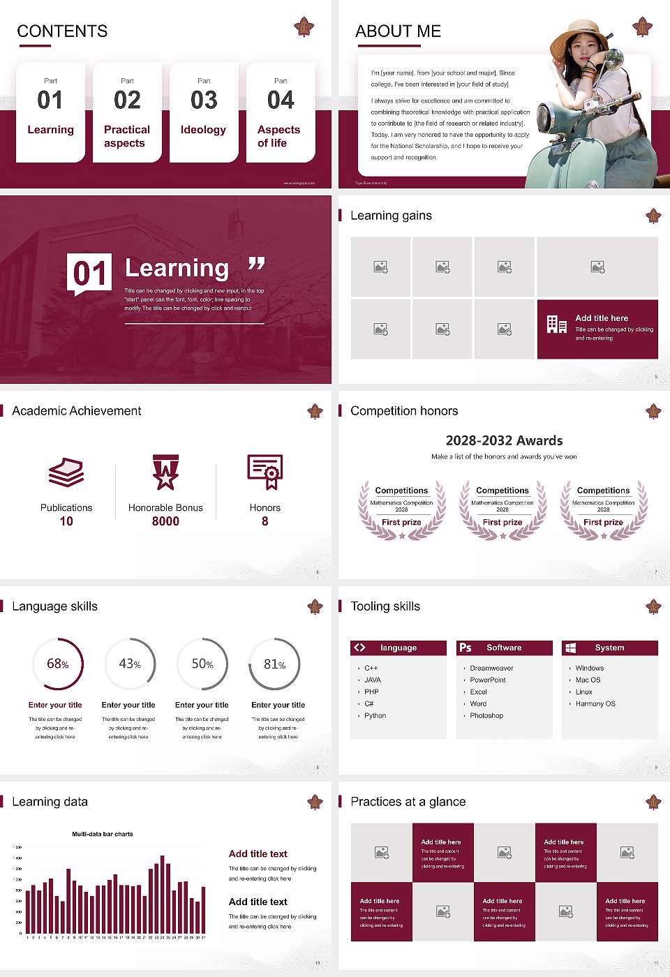 Toyo Eiwa University National Scholarship Defense PPT Template16:9 ratio PPT effect preview image2