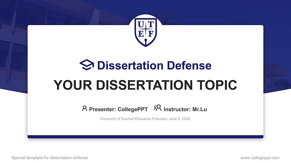 University of Teacher Education Fukuoka Graduation Thesis Defense PPT Template16:9 ratio PPT effect preview image