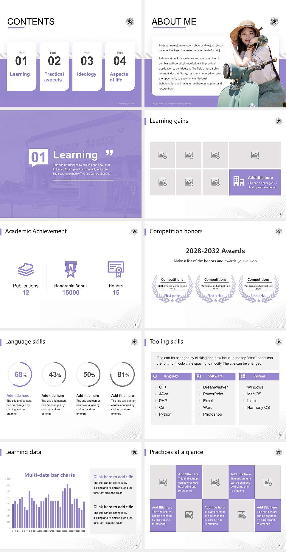 Tokyo Women’s College of Physical Education National Scholarship Defense PPT Template4:3 ratio PPT effect preview image2