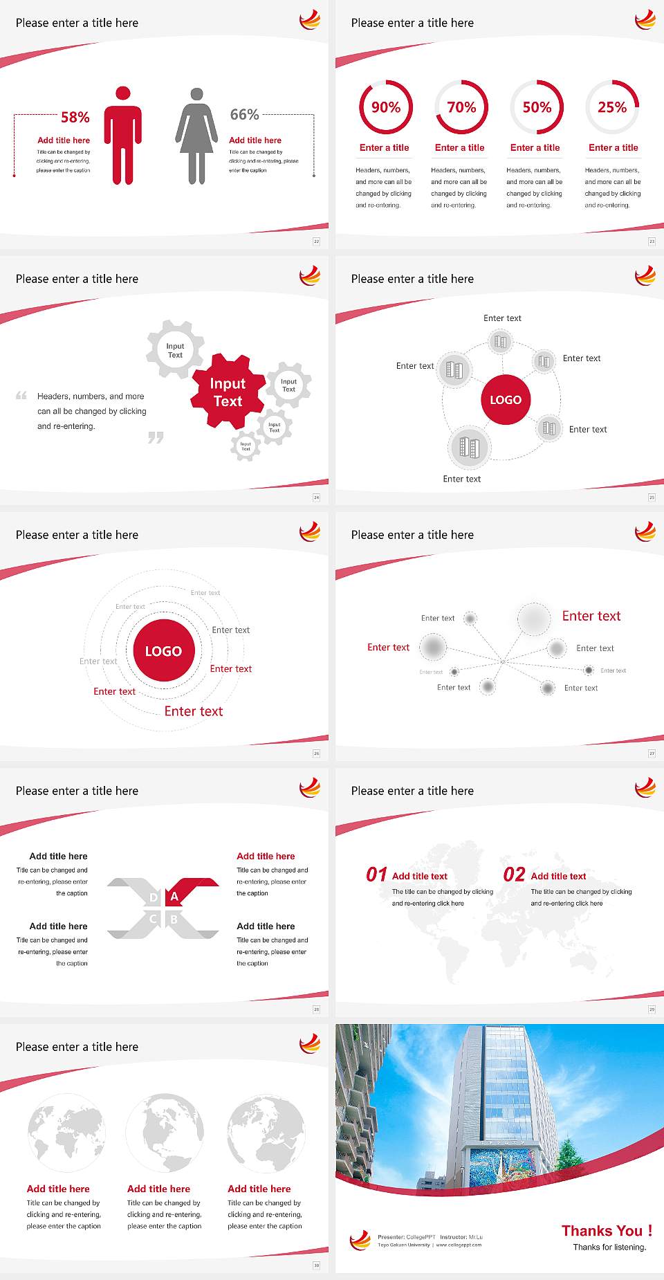 Toyo Gakuen University Course/Courseware Creation PPT Template4:3 ratio PPT effect preview image4