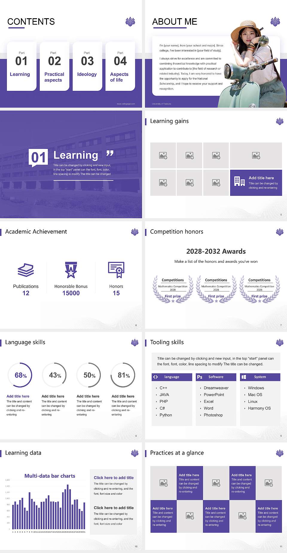 University of Tsukuba National Scholarship Defense PPT Template4:3 ratio PPT effect preview image2