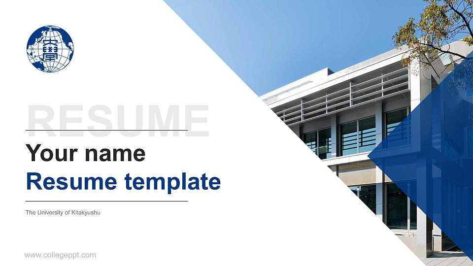 The University of Kitakyushu Resume PPT Template16:9 ratio PPT effect preview image