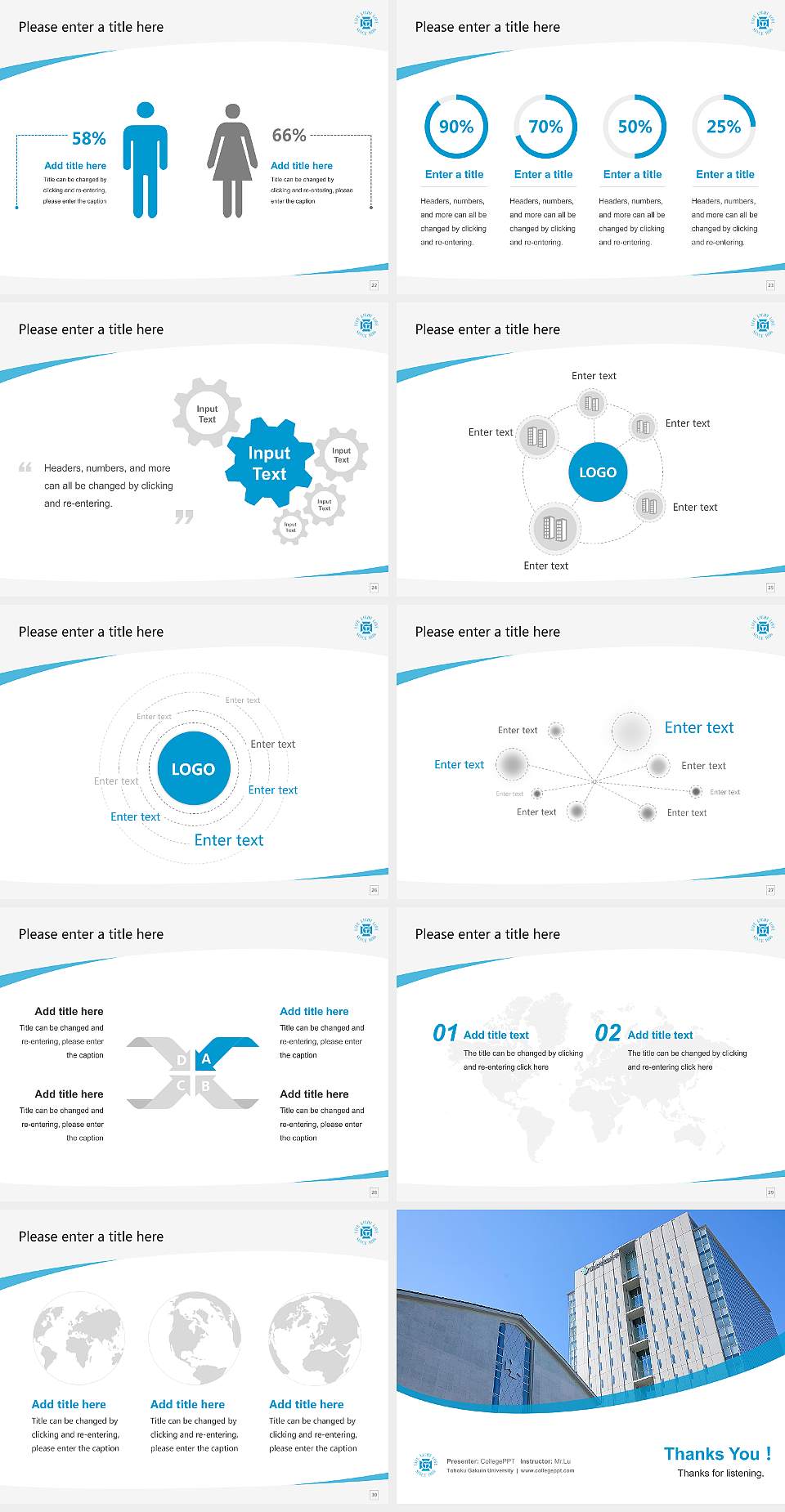 Tohoku Gakuin University Course/Courseware Creation PPT Template4:3 ratio PPT effect preview image4