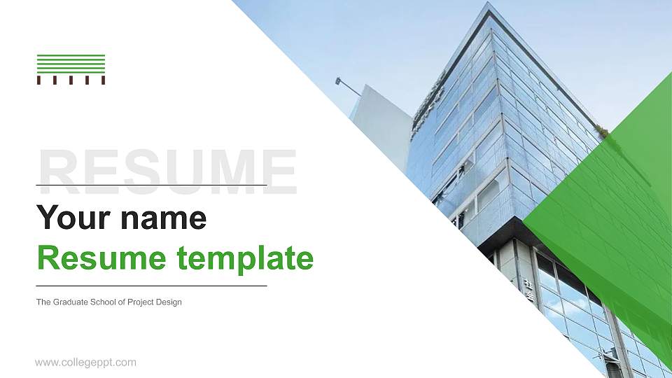 The Graduate School of Project Design Resume PPT Template16:9 ratio PPT effect preview image