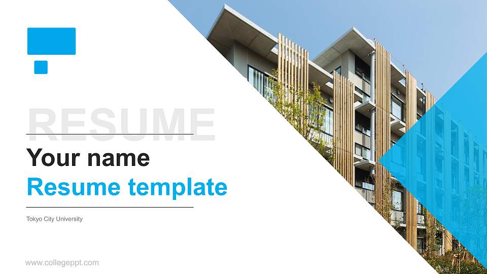 Tokyo City University Resume PPT Template16:9 ratio PPT effect preview image