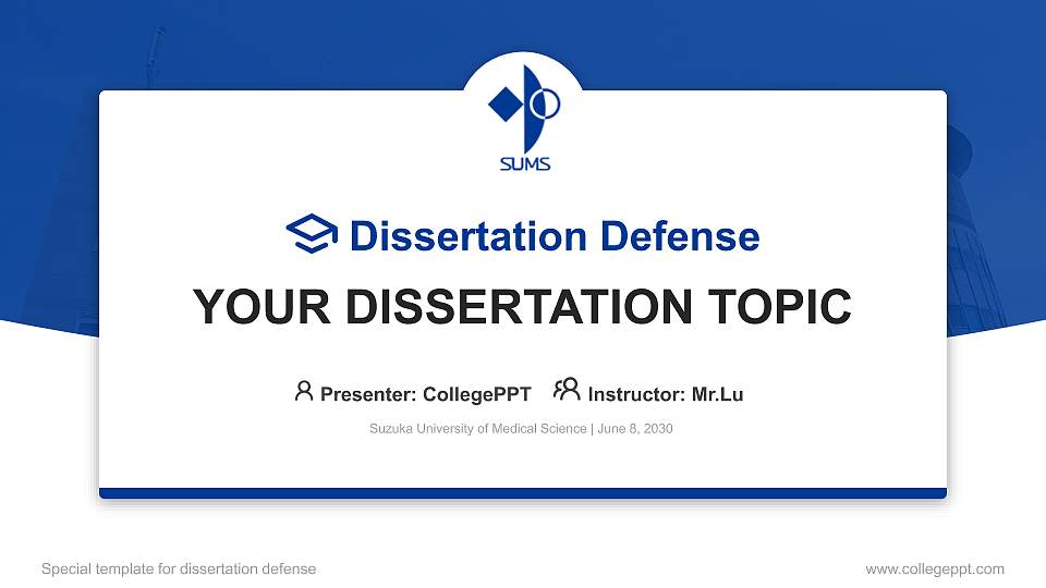 Suzuka University of Medical Science Graduation Thesis Defense PPT Template16:9 ratio PPT effect preview image