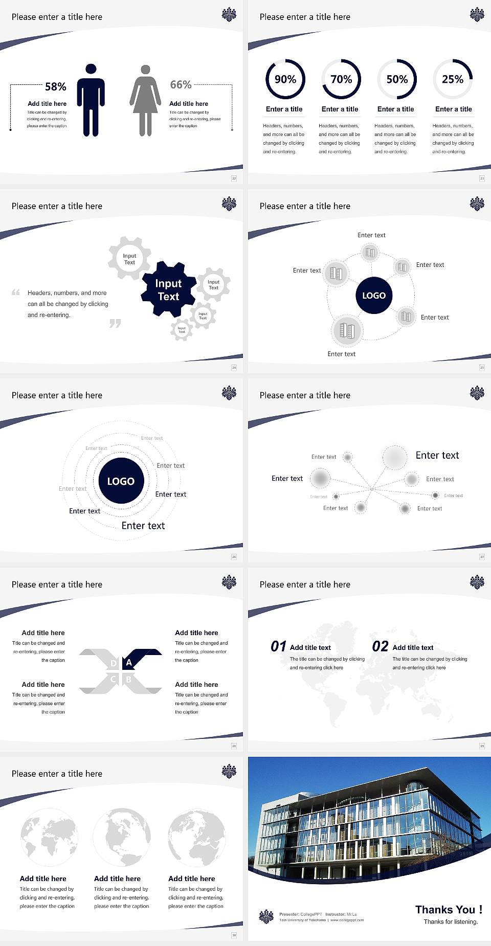 Toin University of Yokohama Course/Courseware Creation PPT Template4:3 ratio PPT effect preview image4