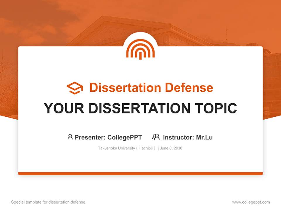 Takushoku University（Hachiōji） Graduation Thesis Defense PPT Template4:3 ratio PPT effect preview image7