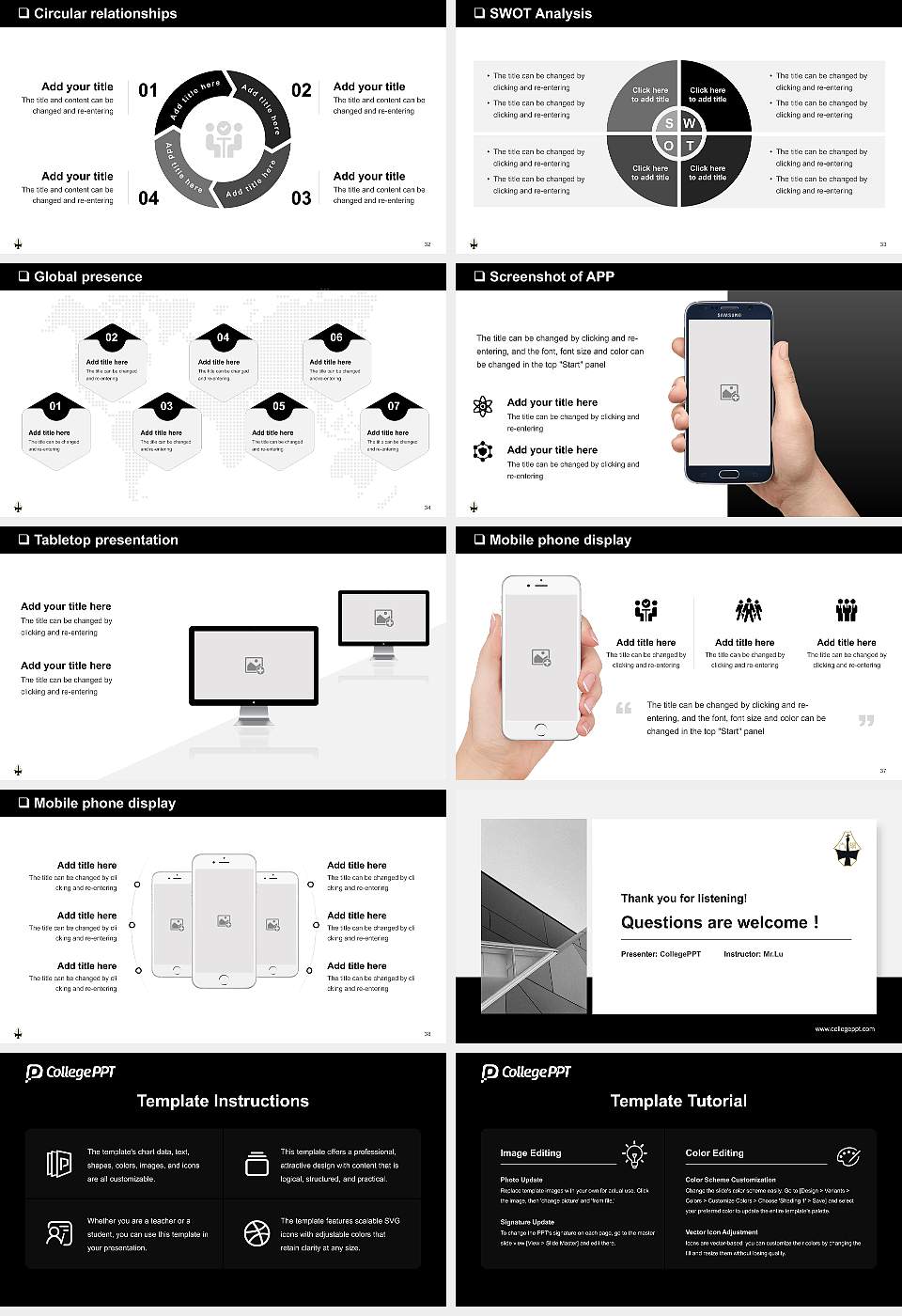 Tokai Gakuin University General PPT Template16:9 ratio PPT effect preview image5