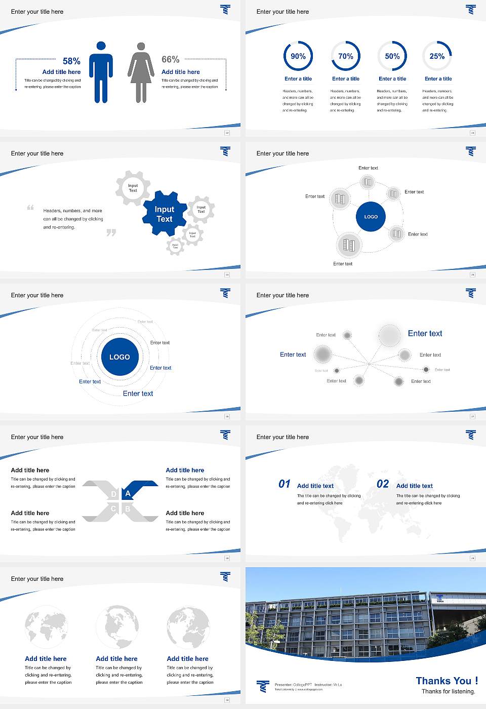 Tokai University Course/Courseware Creation PPT Template16:9 ratio PPT effect preview image4