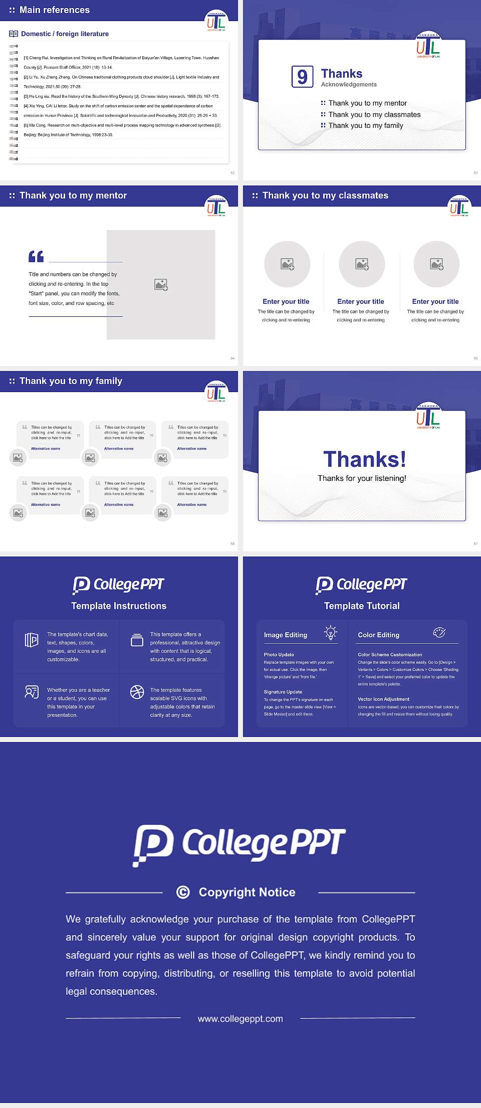Takaoka University of Law Graduation Thesis Defense PPT Template4:3 ratio PPT effect preview image7