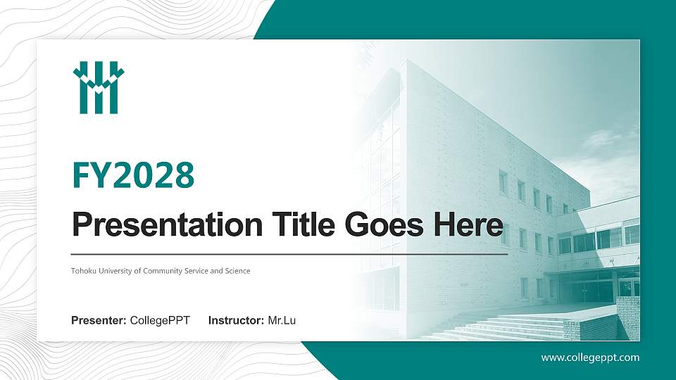 Tohoku University of Community Service and Science Academic Presentation/Research Findings Report PPT Template16:9 ratio PPT effect preview image