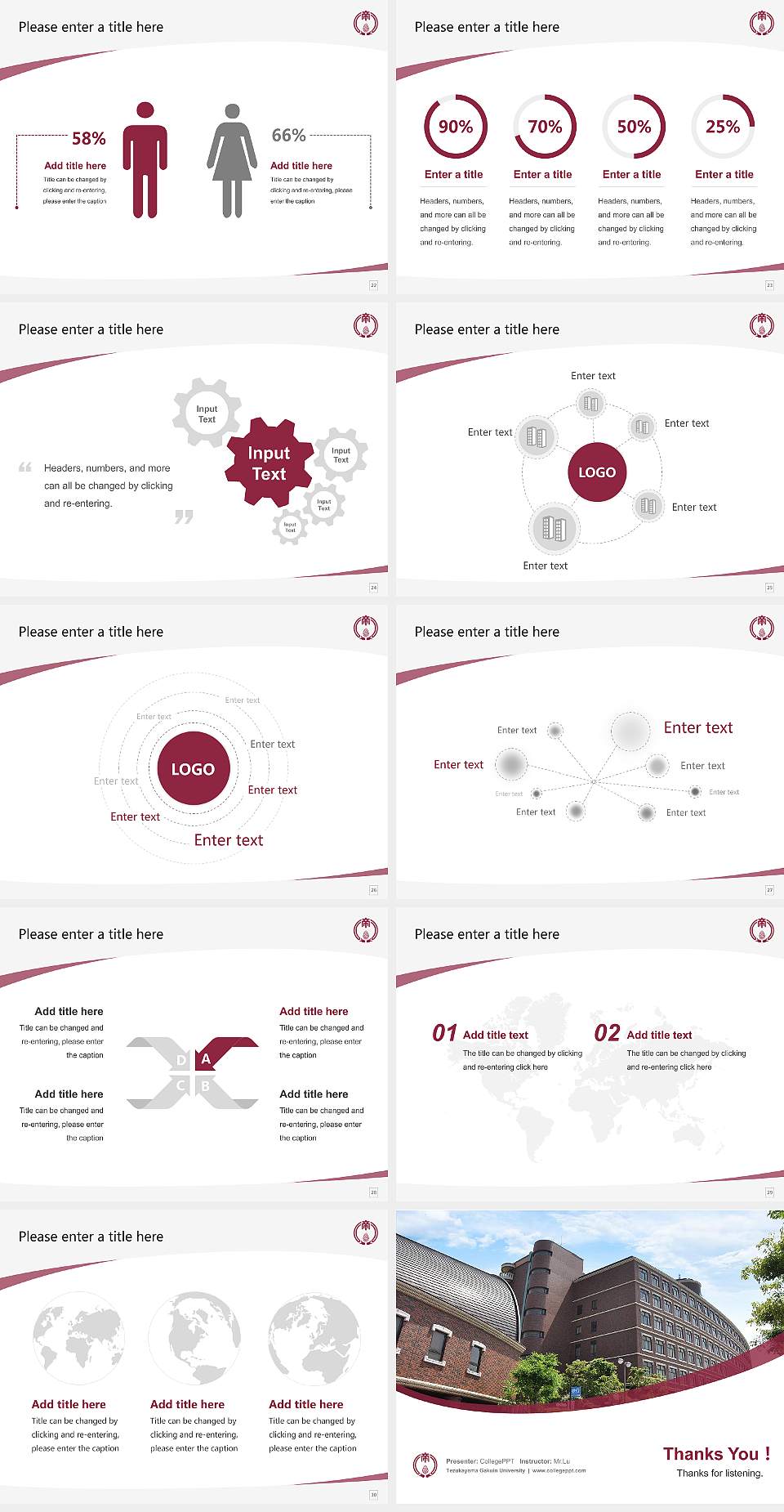 Tezukayama Gakuin University Course/Courseware Creation PPT Template4:3 ratio PPT effect preview image4