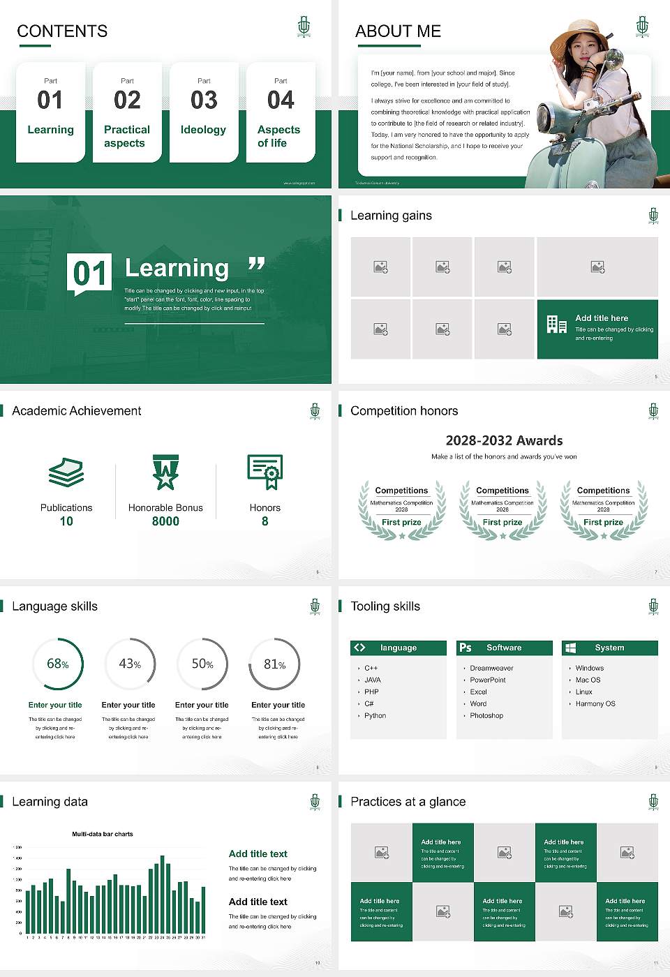 Tokiwakai Gakuen University National Scholarship Defense PPT Template16:9 ratio PPT effect preview image2