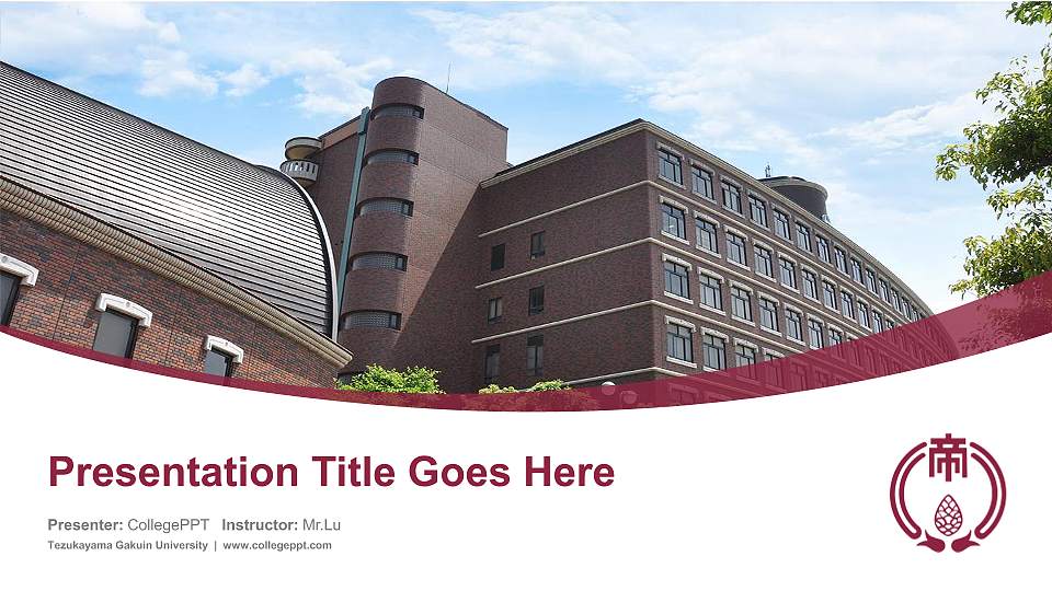Tezukayama Gakuin University Course/Courseware Creation PPT Template16:9 ratio PPT effect preview image