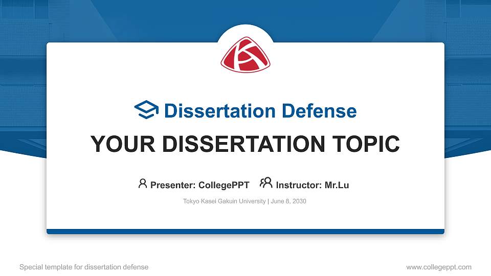 Tokyo Kasei Gakuin University Graduation Thesis Defense PPT Template16:9 ratio PPT effect preview image