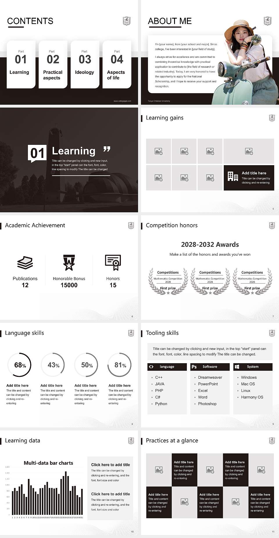 Tokyo Christian University National Scholarship Defense PPT Template4:3 ratio PPT effect preview image2