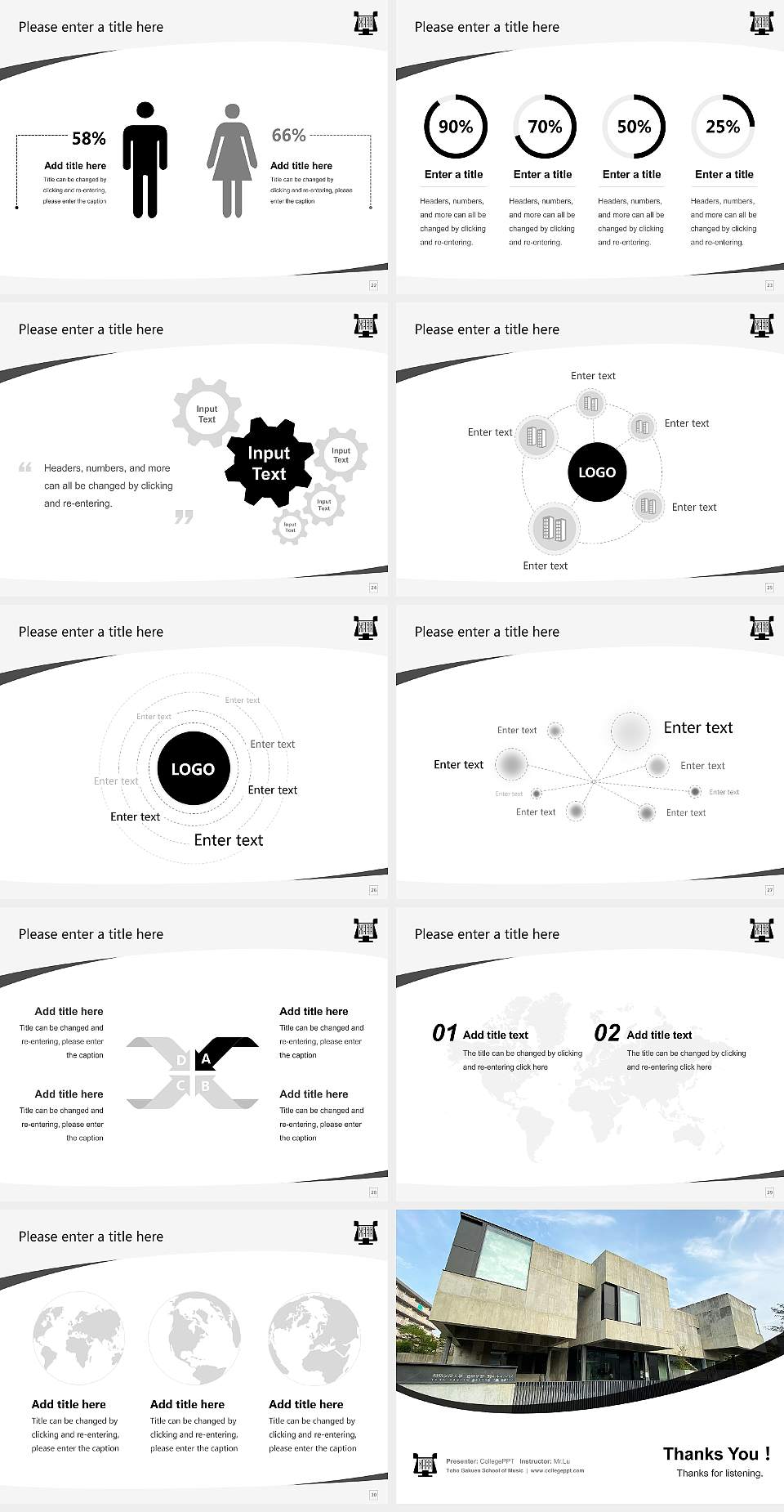 Toho Gakuen School of Music Course/Courseware Creation PPT Template4:3 ratio PPT effect preview image4