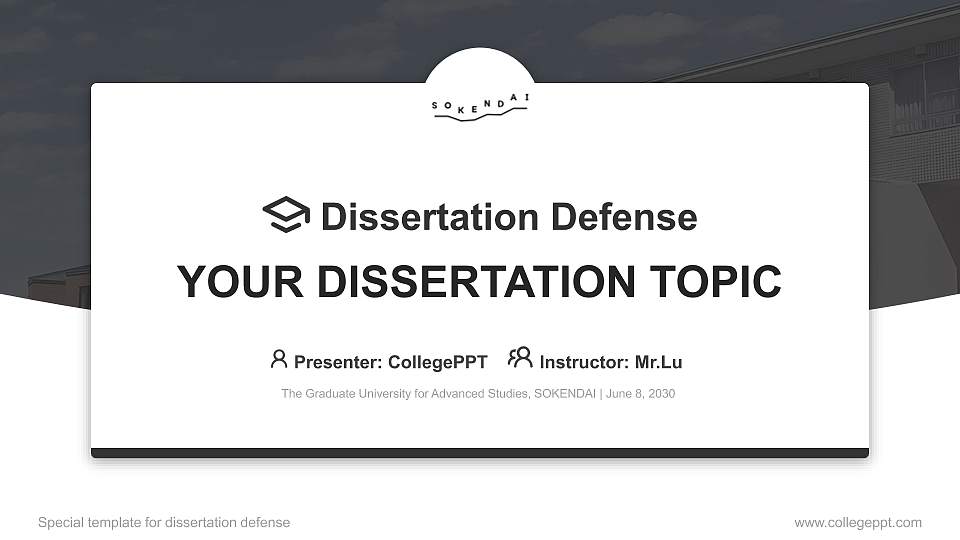 The Graduate University for Advanced Studies, SOKENDAI Graduation Thesis Defense PPT Template16:9 ratio PPT effect preview image