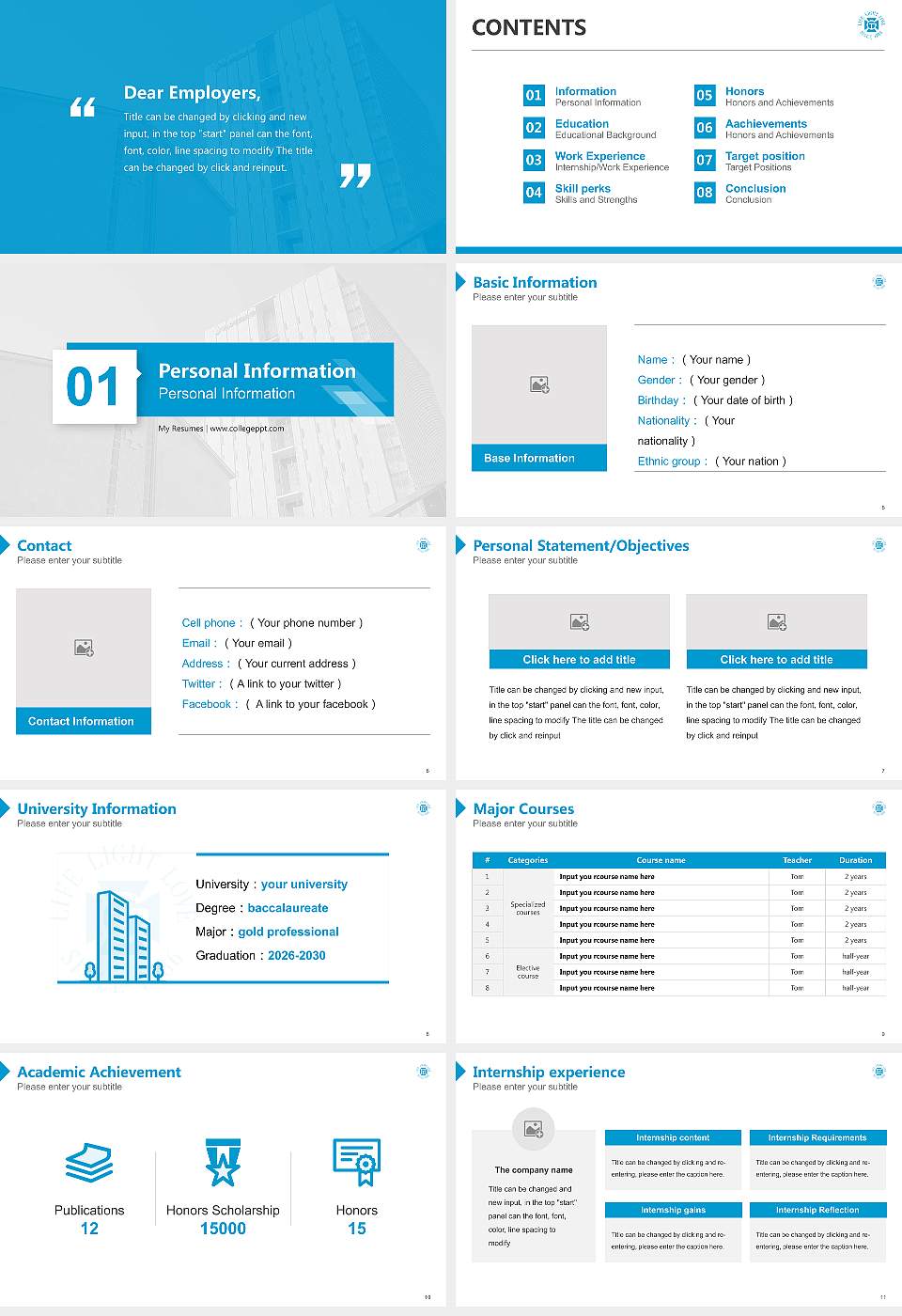 Tohoku Gakuin University Resume PPT Template16:9 ratio PPT effect preview image2