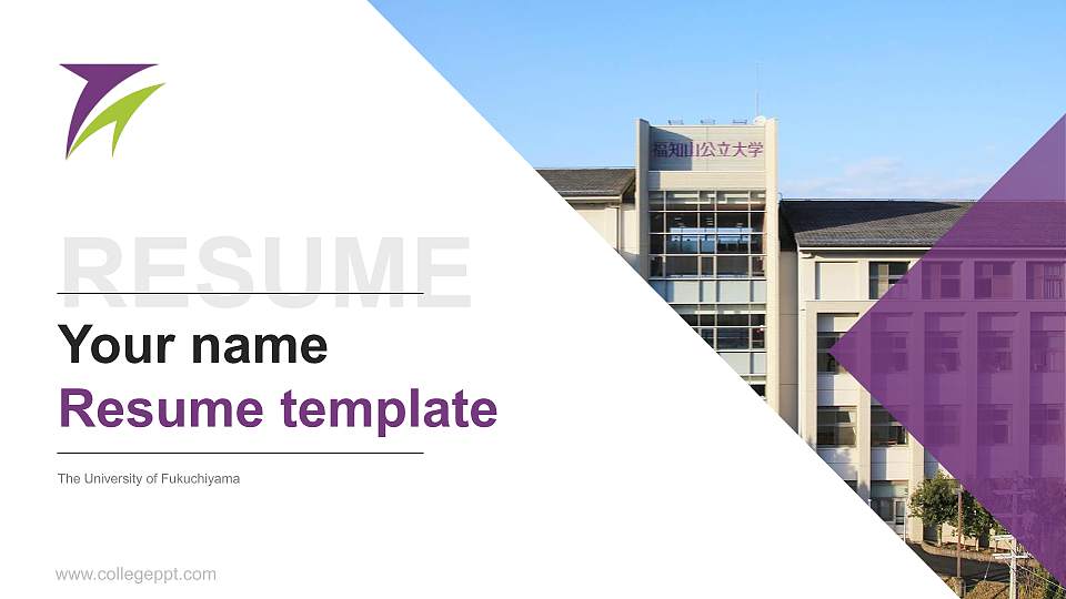 The University of Fukuchiyama Resume PPT Template16:9 ratio PPT effect preview image