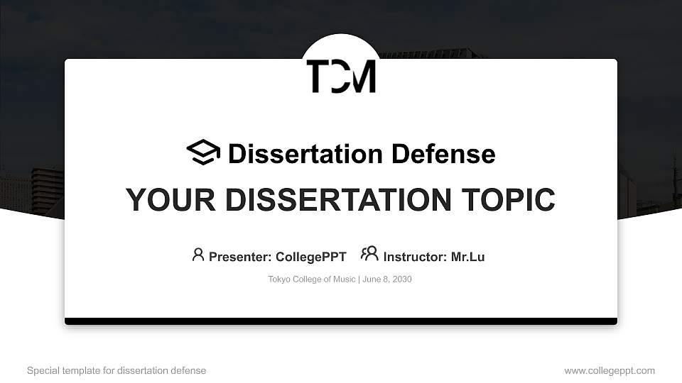Tokyo College of Music Graduation Thesis Defense PPT Template16:9 ratio PPT effect preview image