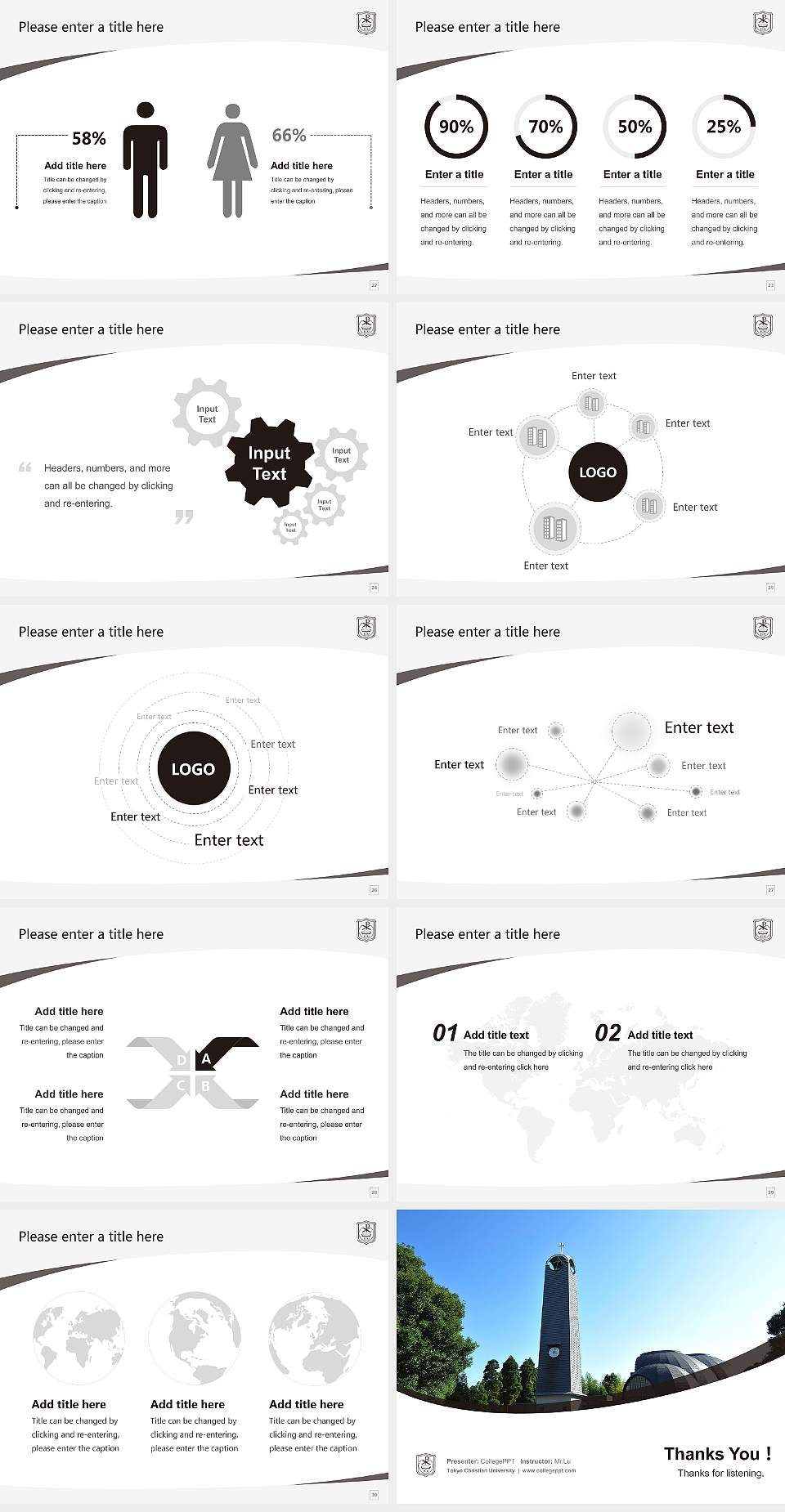 Tokyo Christian University Course/Courseware Creation PPT Template4:3 ratio PPT effect preview image4
