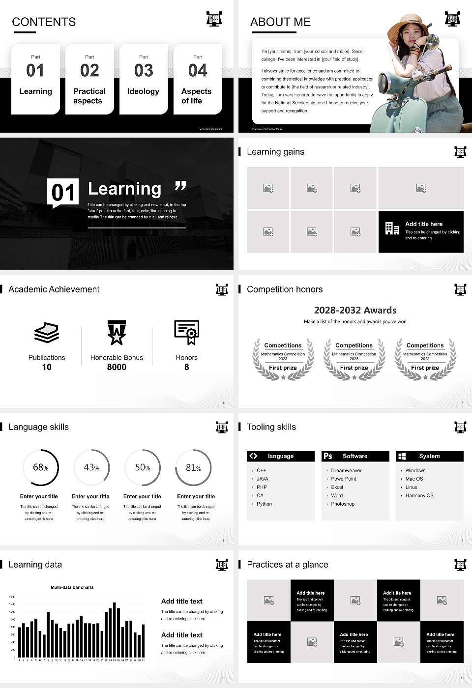 Toho Gakuen School of Music National Scholarship Defense PPT Template16:9 ratio PPT effect preview image2