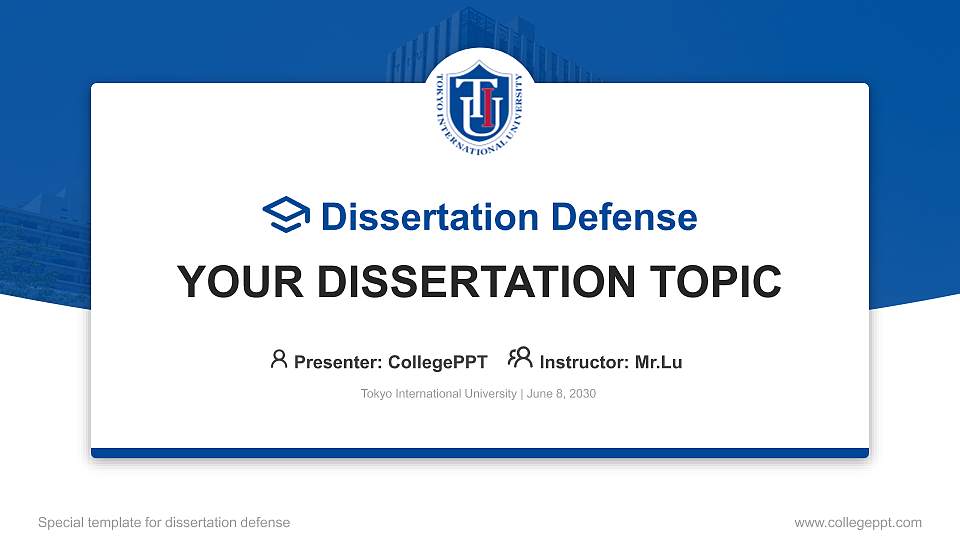 Tokyo International University Graduation Thesis Defense PPT Template16:9 ratio PPT effect preview image