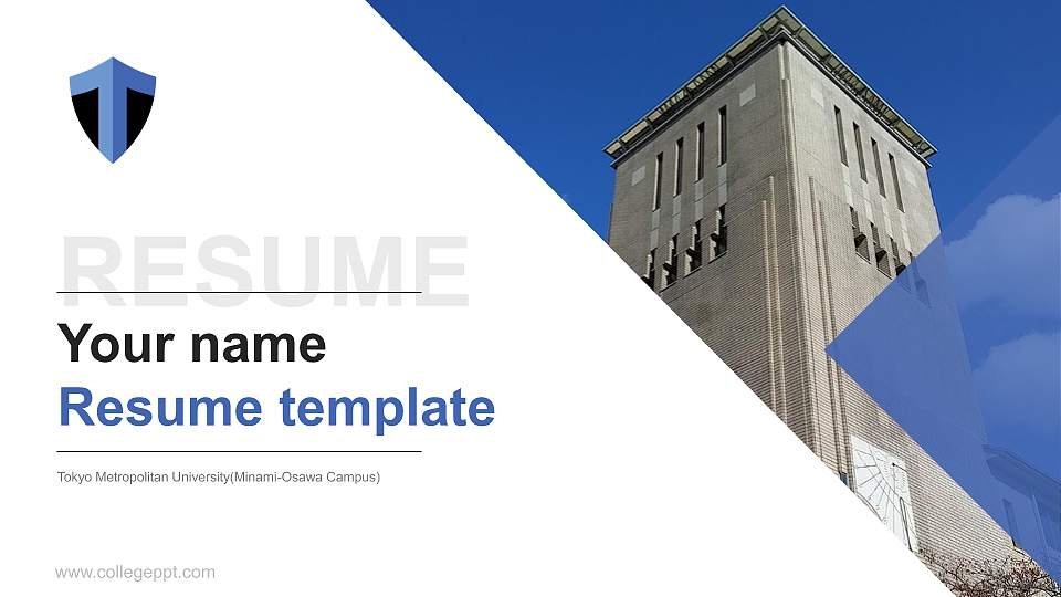 Tokyo Metropolitan University(Minami-Osawa Campus) Resume PPT Template16:9 ratio PPT effect preview image