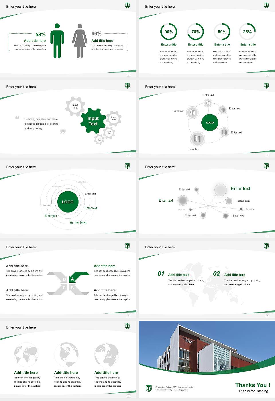 Tokai Gakuen University Course/Courseware Creation PPT Template16:9 ratio PPT effect preview image4