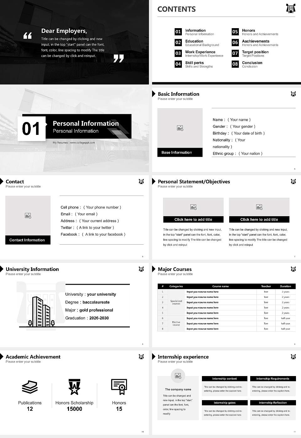 Toho Gakuen School of Music Resume PPT Template16:9 ratio PPT effect preview image2