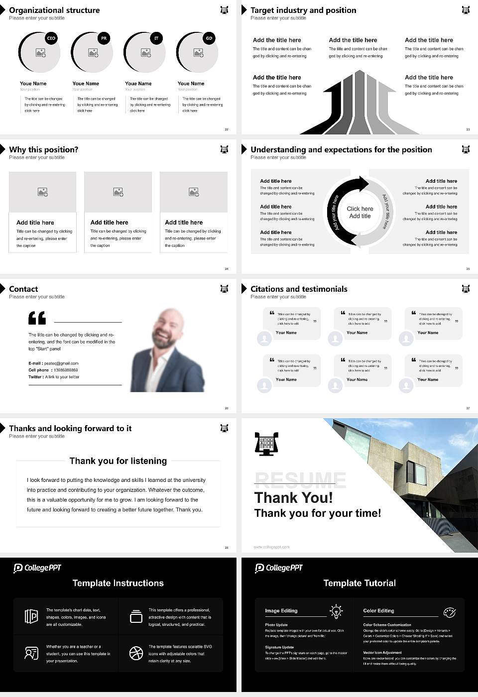Toho Gakuen School of Music Resume PPT Template16:9 ratio PPT effect preview image4