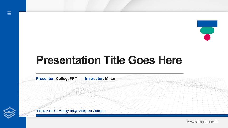 Takarazuka University Tokyo Shinjuku Campus Thesis Proposal/Graduation Defense PPT Template16:9 ratio PPT effect preview image