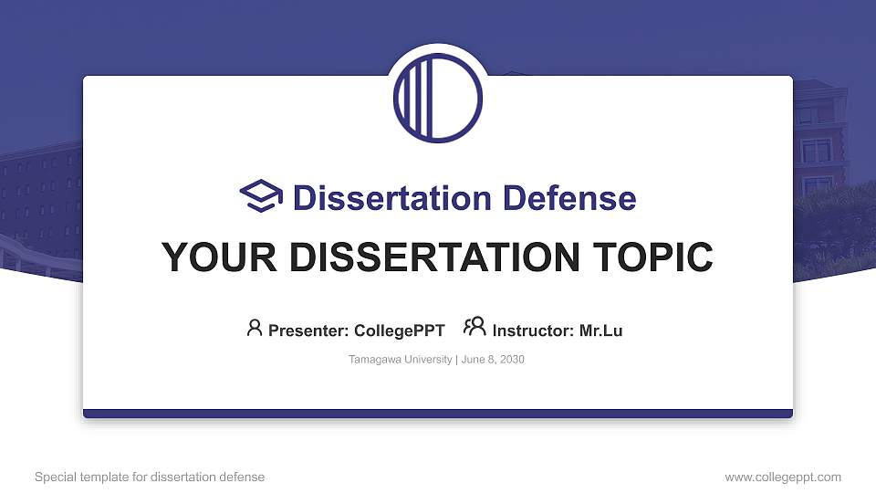 Tamagawa University Graduation Thesis Defense PPT Template16:9 ratio PPT effect preview image