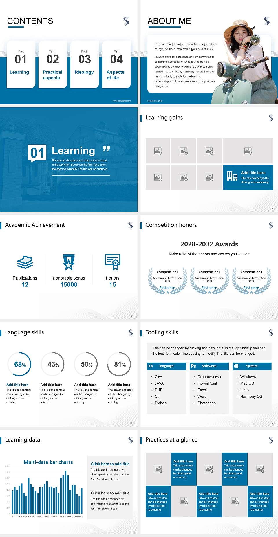 Suzuka University National Scholarship Defense PPT Template4:3 ratio PPT effect preview image2