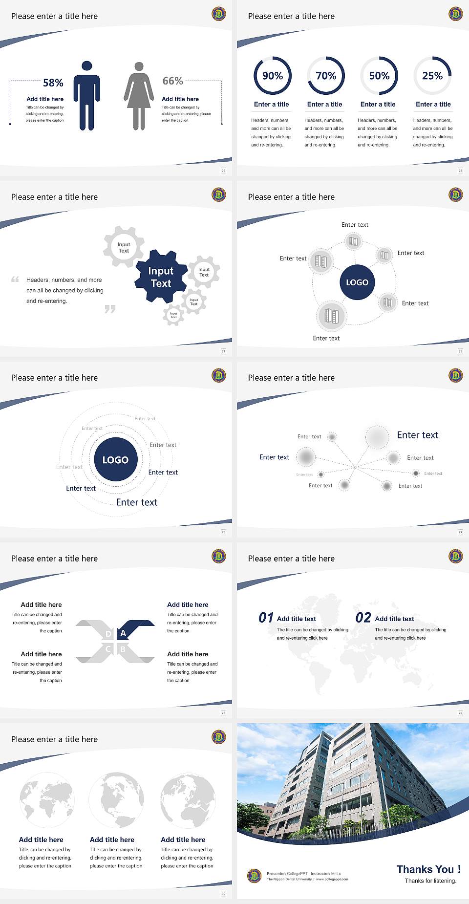 The Nippon Dental University Course/Courseware Creation PPT Template4:3 ratio PPT effect preview image4