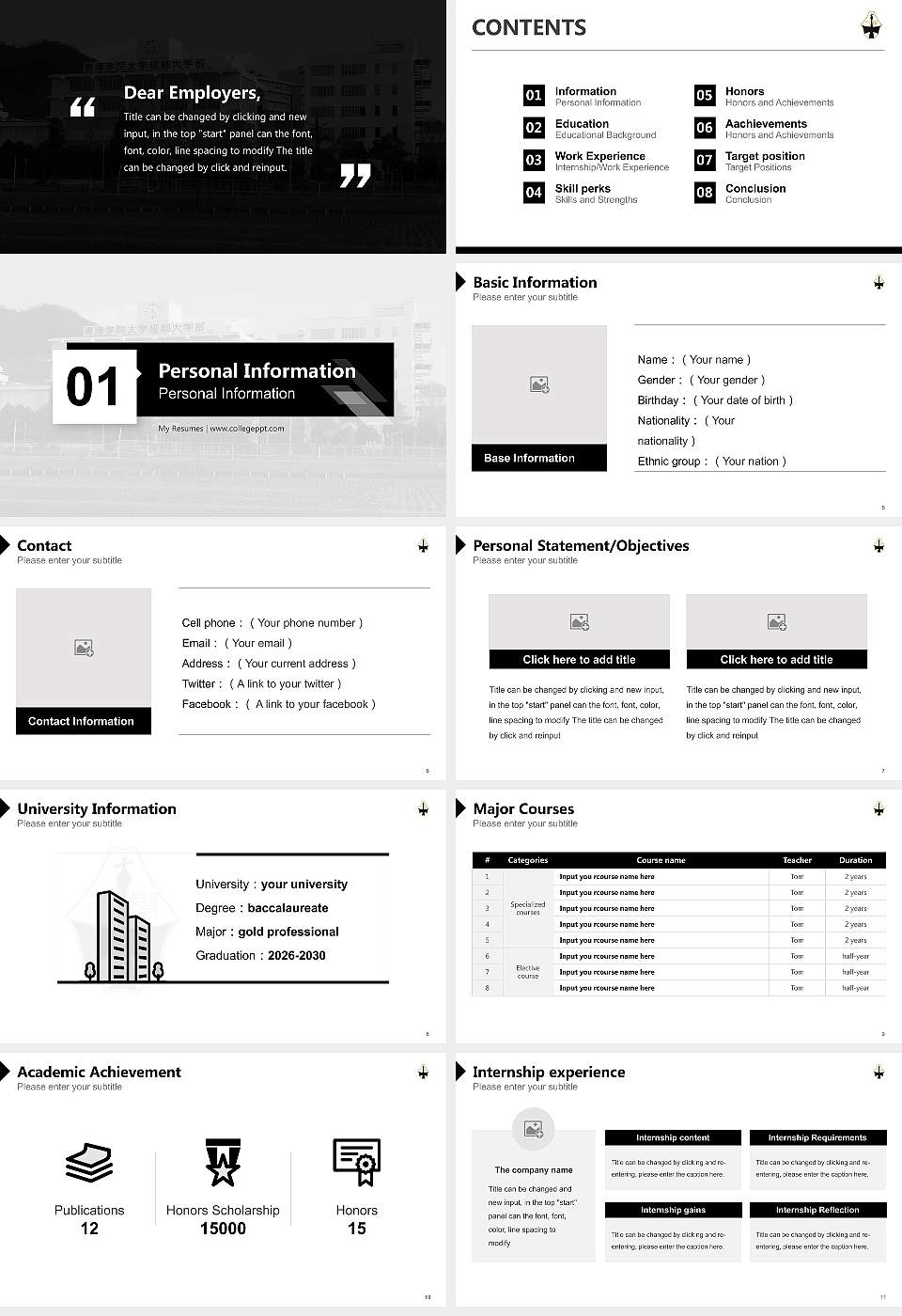 Tokai Gakuin University Resume PPT Template16:9 ratio PPT effect preview image2