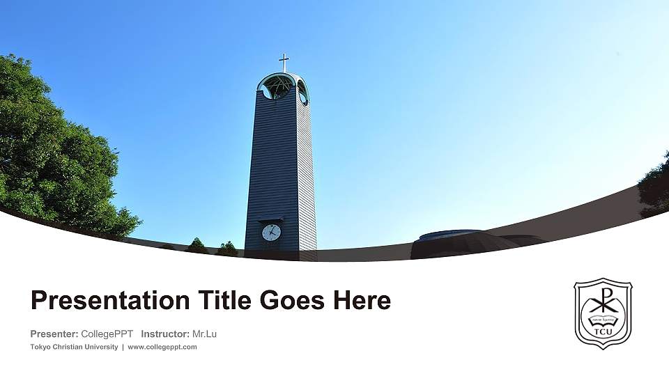 Tokyo Christian University Course/Courseware Creation PPT Template16:9 ratio PPT effect preview image