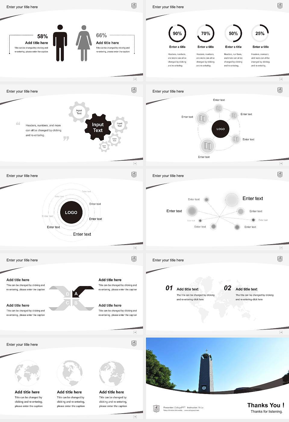 Tokyo Christian University Course/Courseware Creation PPT Template16:9 ratio PPT effect preview image4