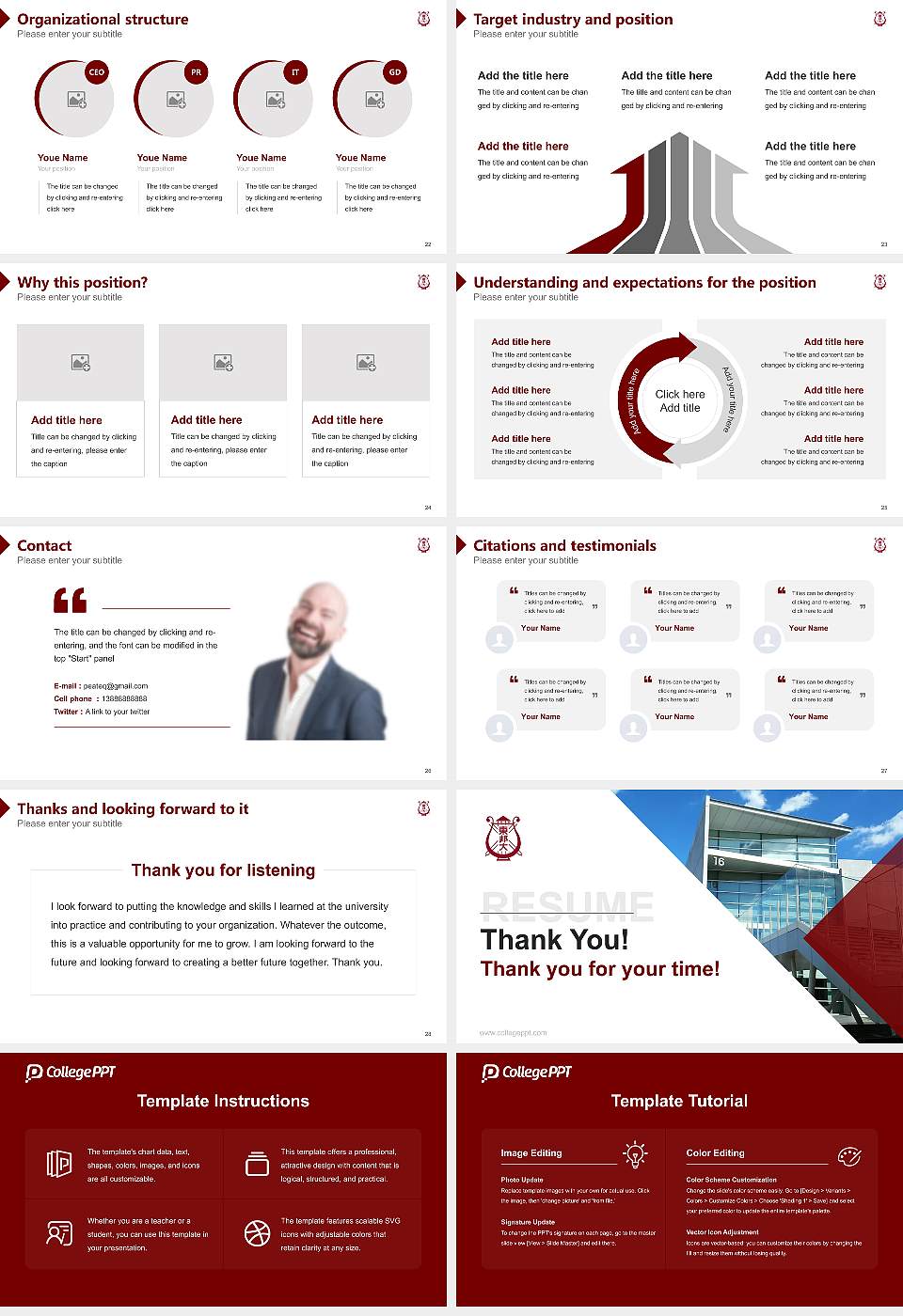 Toho College of Music Resume PPT Template16:9 ratio PPT effect preview image4