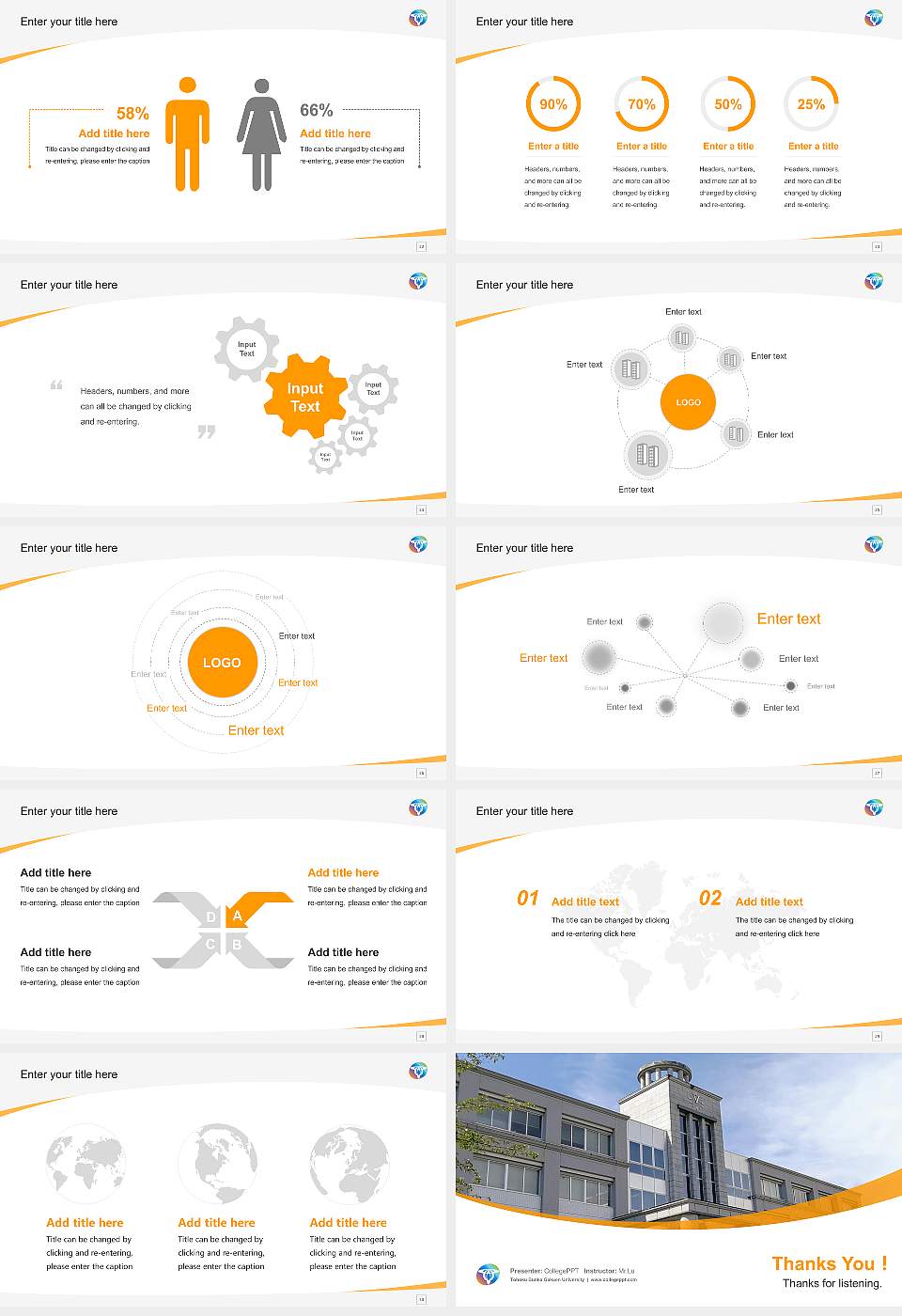 Tohoku Bunka Gakuen University Course/Courseware Creation PPT Template16:9 ratio PPT effect preview image4