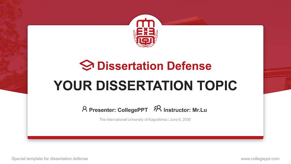 The International University of Kagoshima Graduation Thesis Defense PPT Template16:9 ratio PPT effect preview image