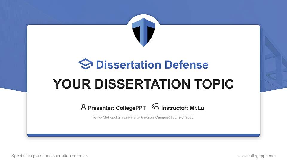 Tokyo Metropolitan University(Arakawa Campus) Graduation Thesis Defense PPT Template16:9 ratio PPT effect preview image