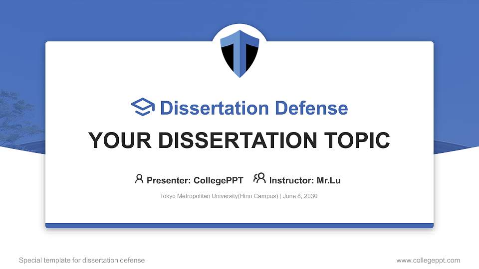 Tokyo Metropolitan University(Hino Campus) Graduation Thesis Defense PPT Template16:9 ratio PPT effect preview image